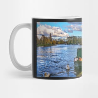 Narrowboat Moored At Reading Riverside Mug